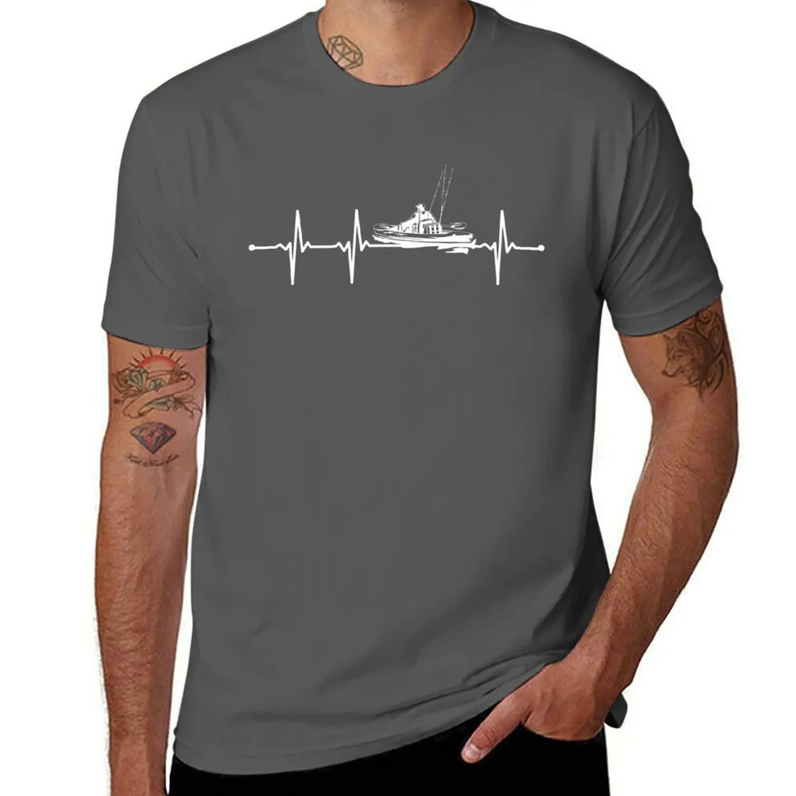 Fishing Boat Oar - Neues Modell Modische und innovative Kajak-Angel-Herzschlag-T-Shirtstuff