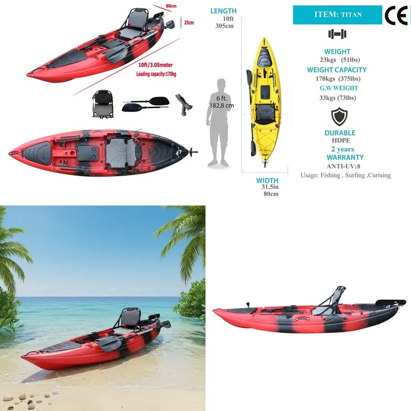 Fishing Boat Seat - 10ft Einzel-Sitz-Angelkajak mit Elektromotor, motorisiertes Kanu,